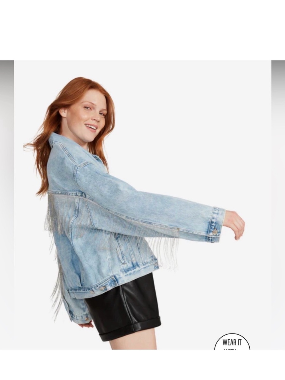 Steve Madden Light Blue Fringed Denim Jacket